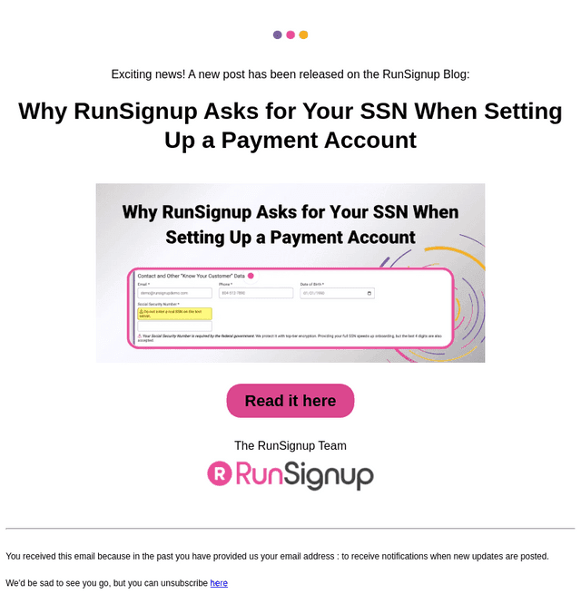 RunSignUp email from Fri, May 8, 2026