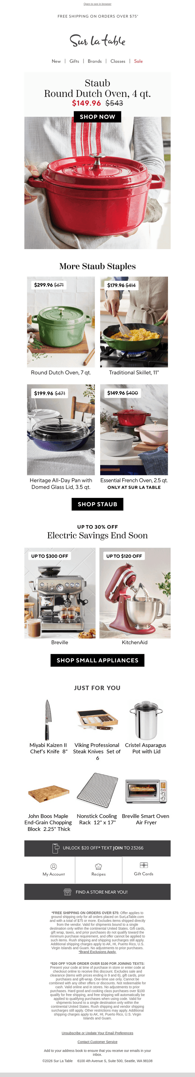 70% off Staub (yes, you read that right).