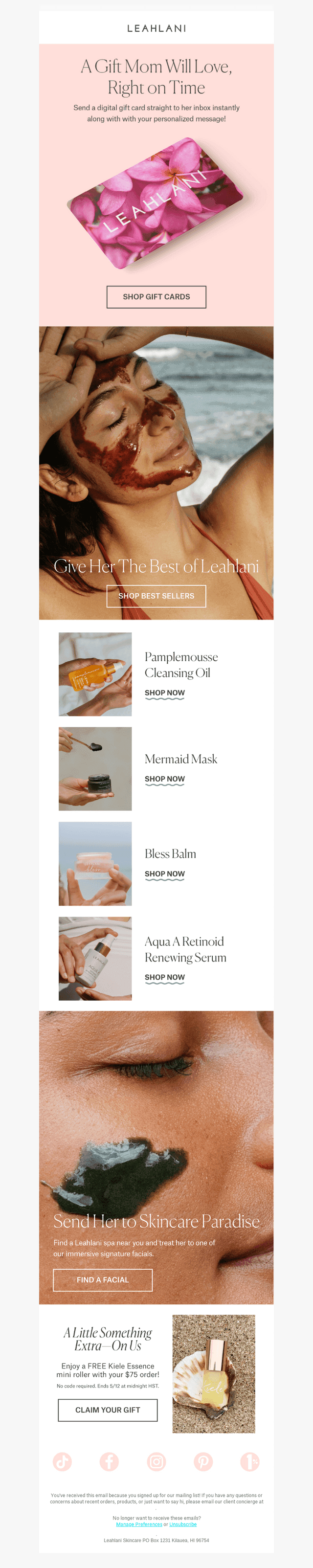 Leahlani Skincare email from Sat, May 9, 2026