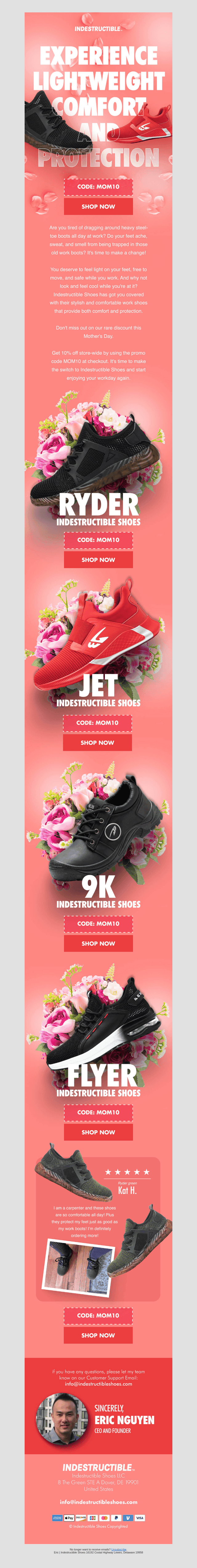 Indestructible Shoes email from Sat, May 9, 2026