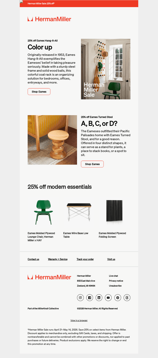 Classic Eames accents: 25% off