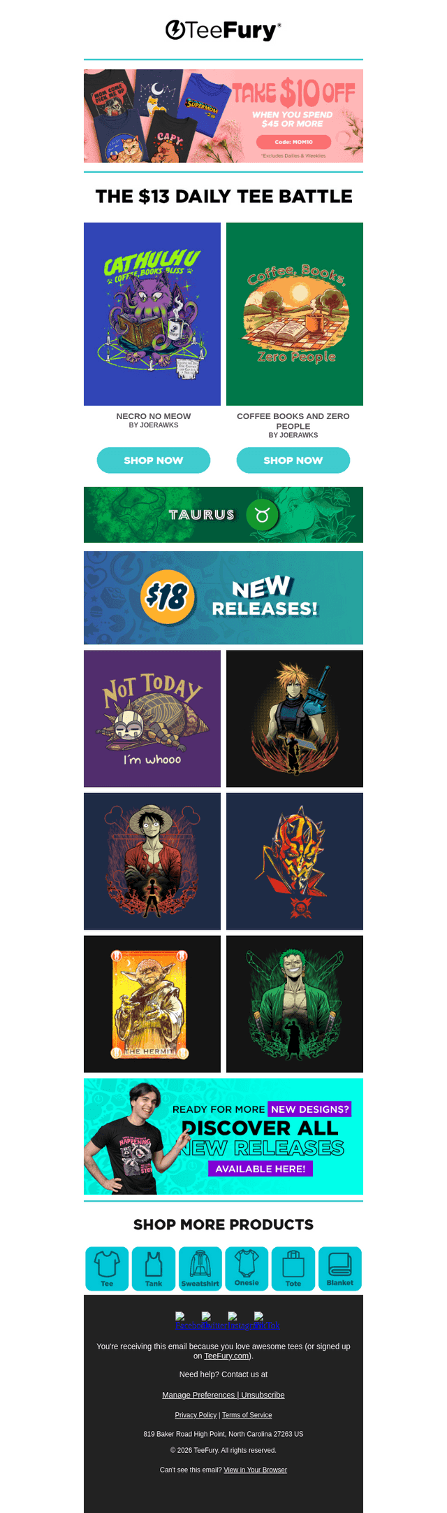 TeeFury email from Sun, May 10, 2026