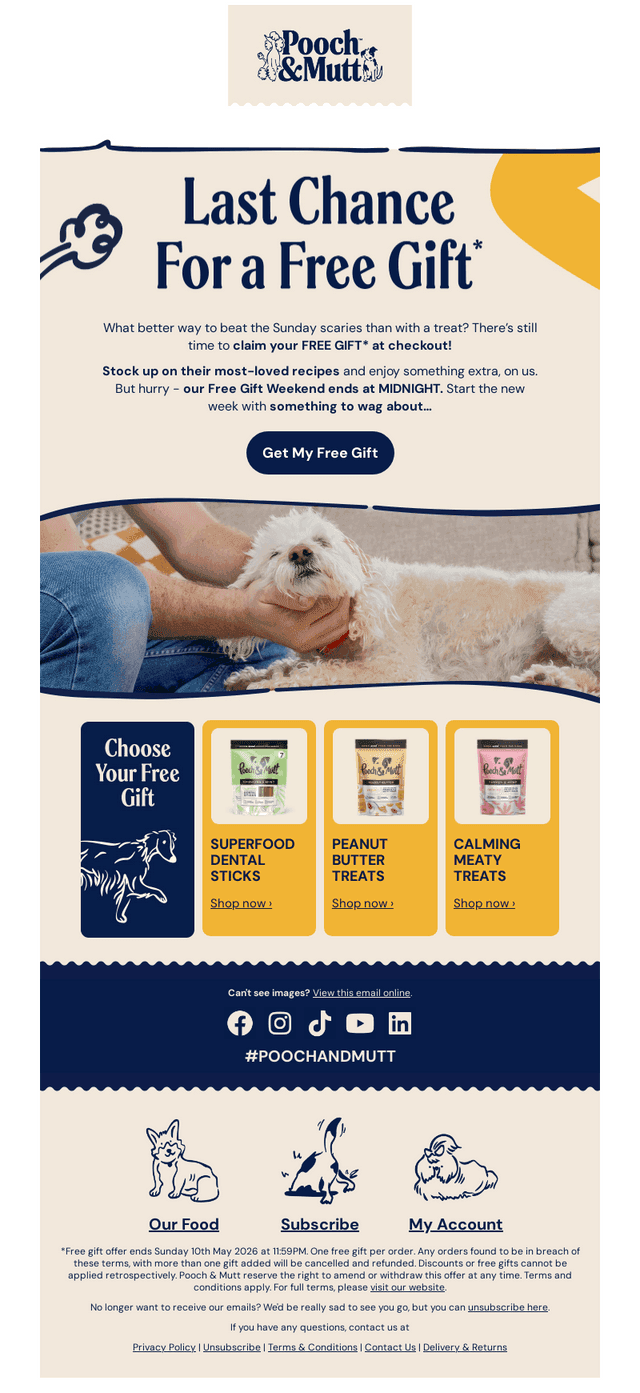 Pooch and Mutt email from Sun, May 10, 2026