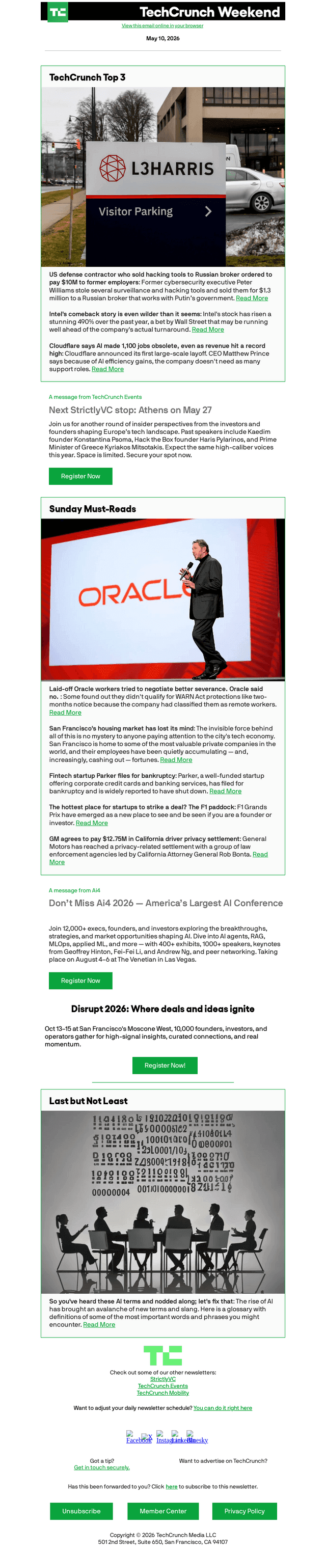 TechCrunch email from Sun, May 10, 2026