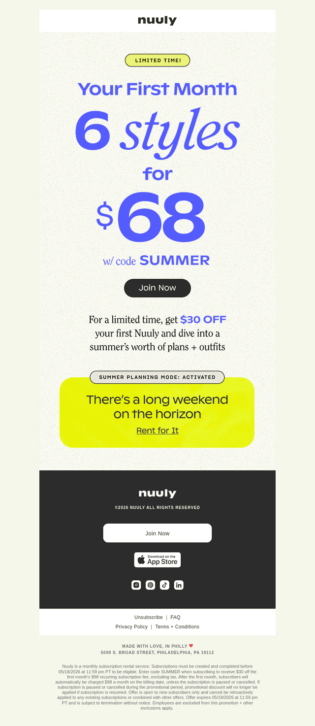LIMITED TIME! $68 FOR 1 MONTH