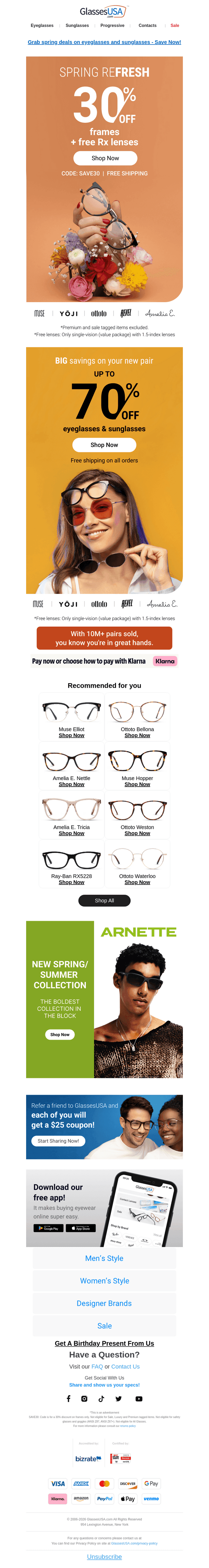 Glasses USA email from Mon, May 11, 2026