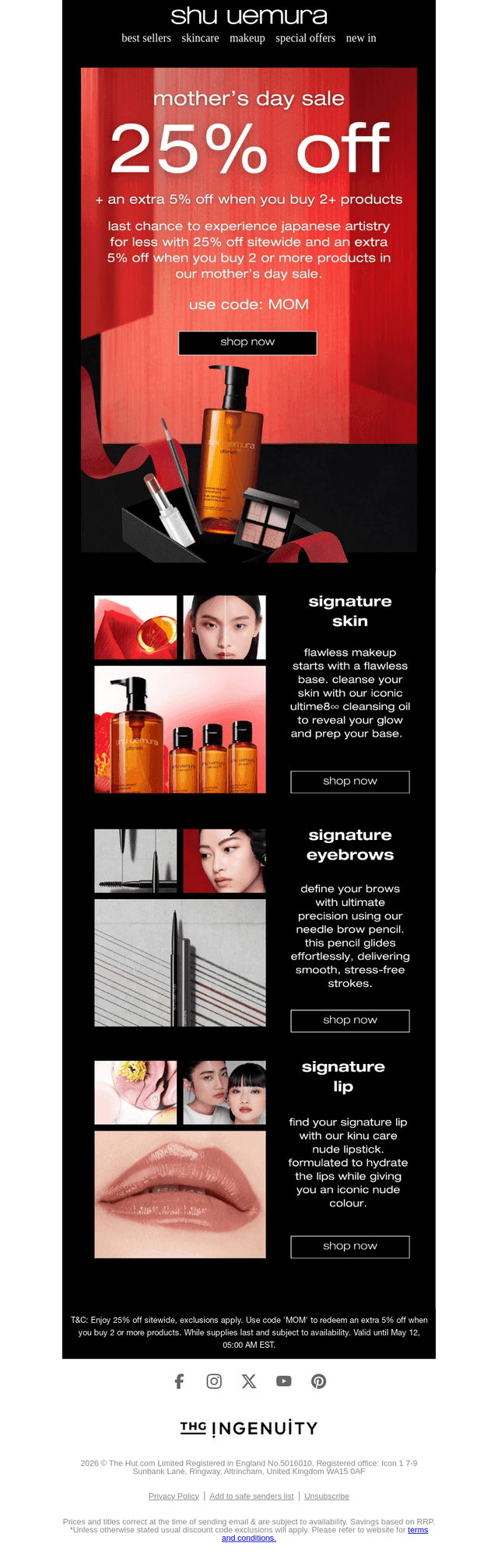 Shu Uemura email from Mon, May 11, 2026