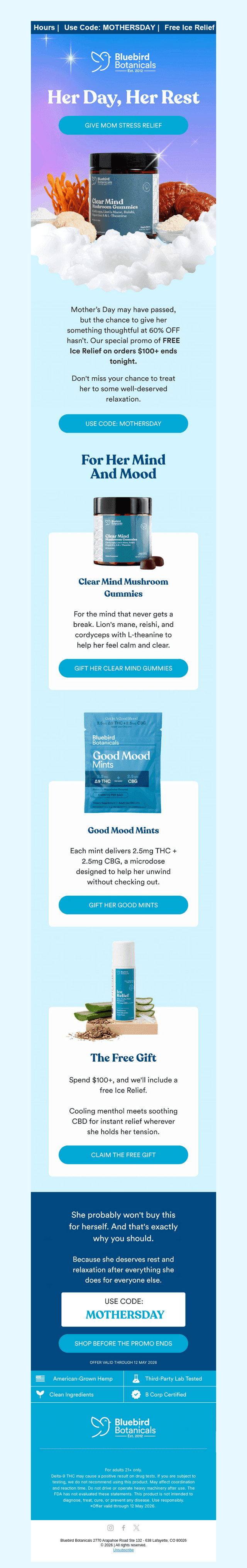 Bluebird Botanicals email from Tue, May 12, 2026