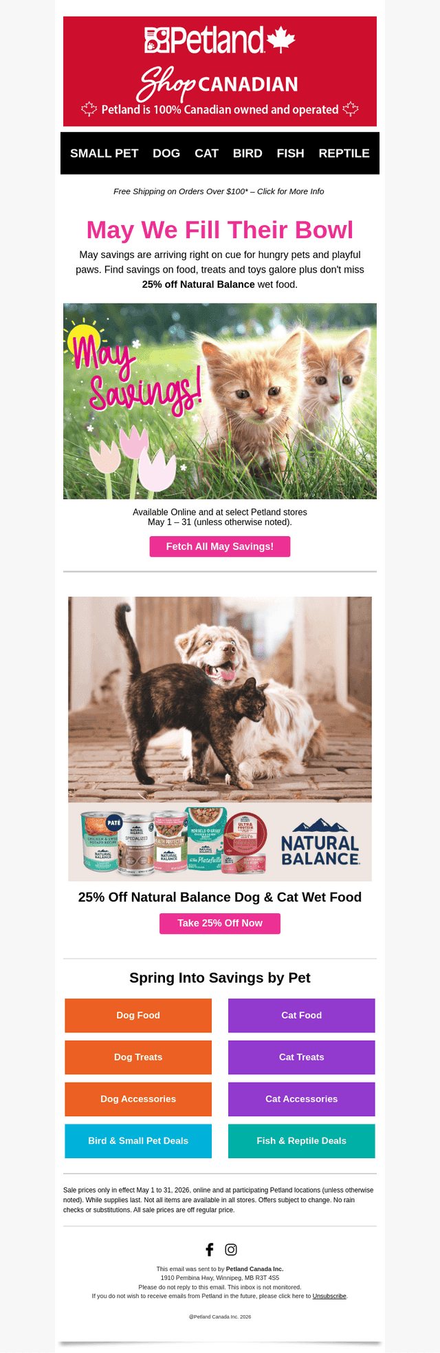 Petland Canada email from Tue, May 12, 2026