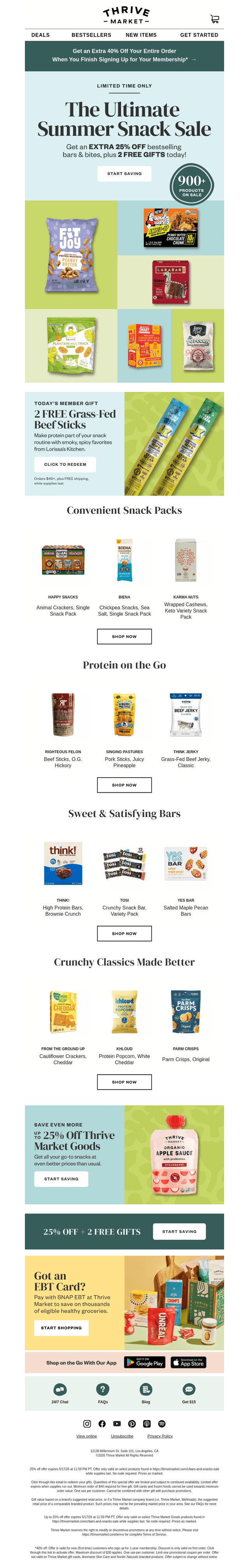 EXTRA 25% off + 2 FREE snacks today only 🙌