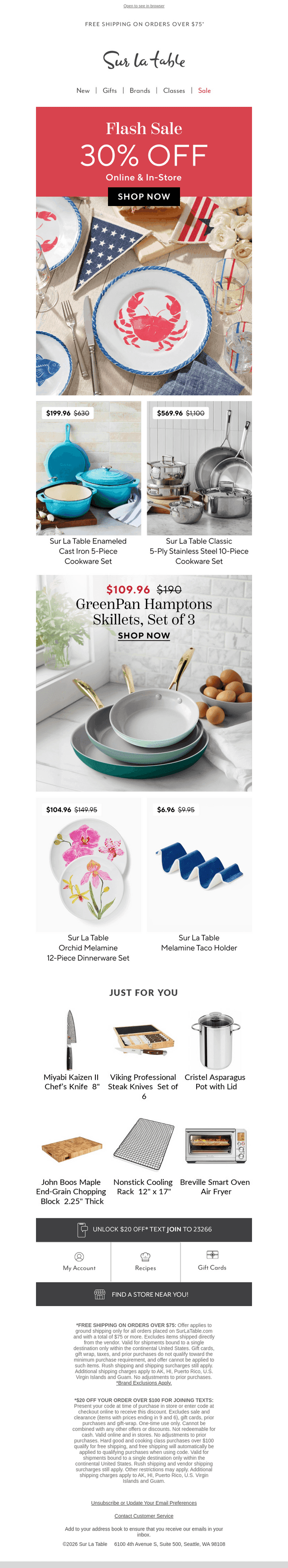 Flash in the pan: Up to 30% off.