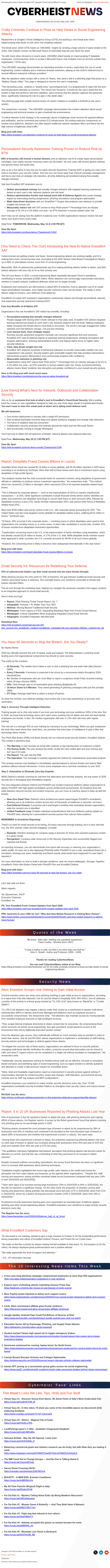 KnowBe4 email from Tue, May 12, 2026