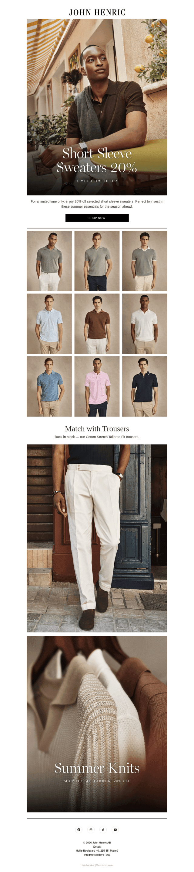 Short Sleeve Knits | 20% Off