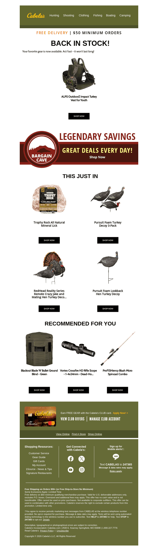 Cabela's email from Tue, May 12, 2026