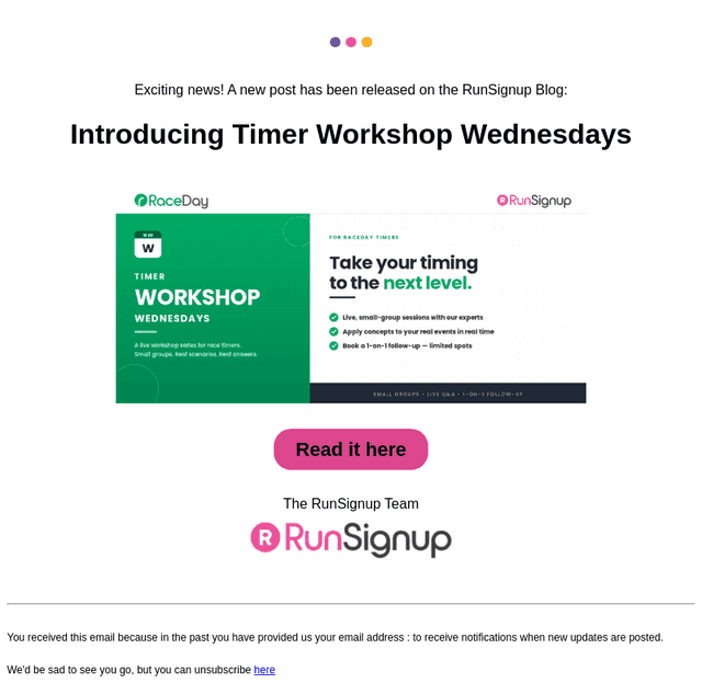 RunSignUp email from Tue, May 12, 2026