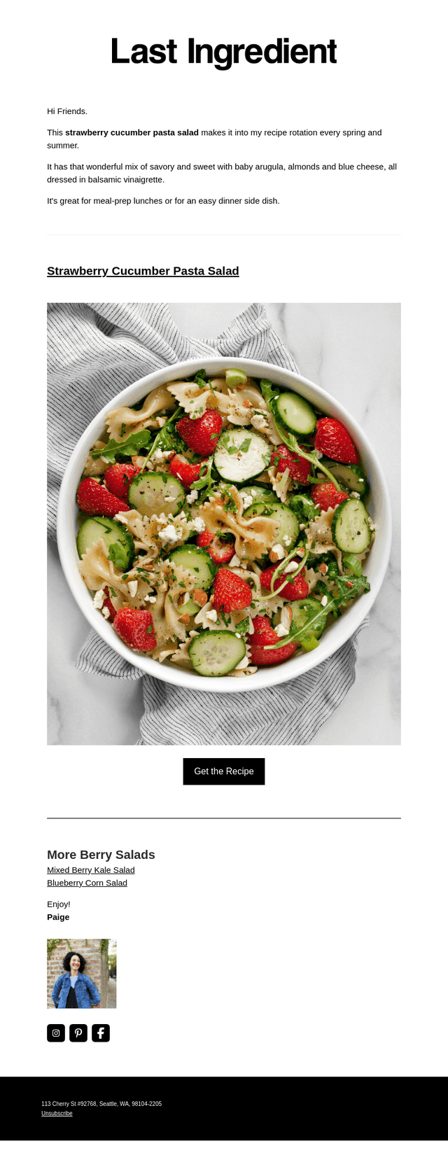 Strawberry Cucumber Pasta Salad