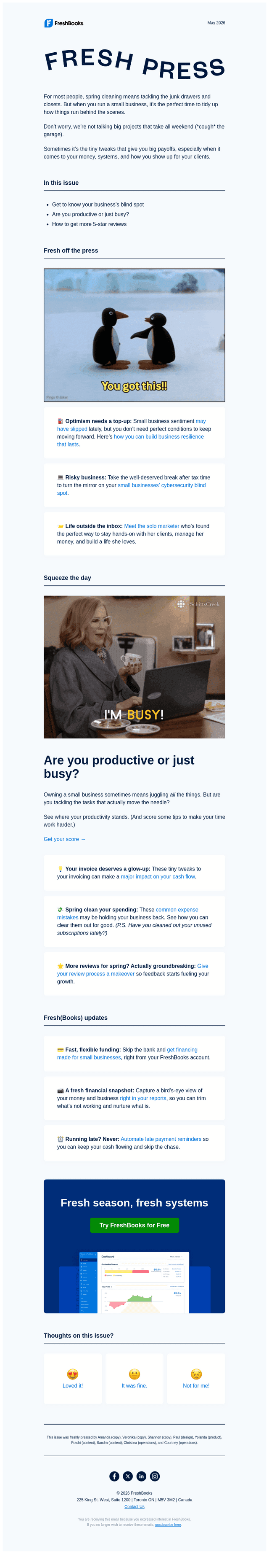 FreshBooks email from Wed, May 13, 2026