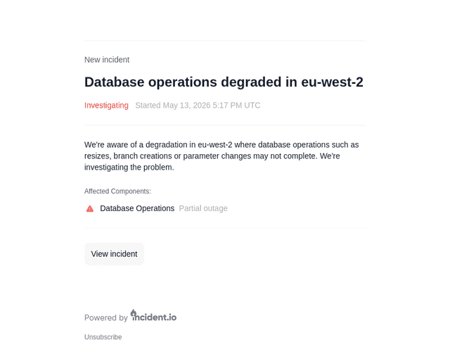 Database operations degraded in eu-west-2