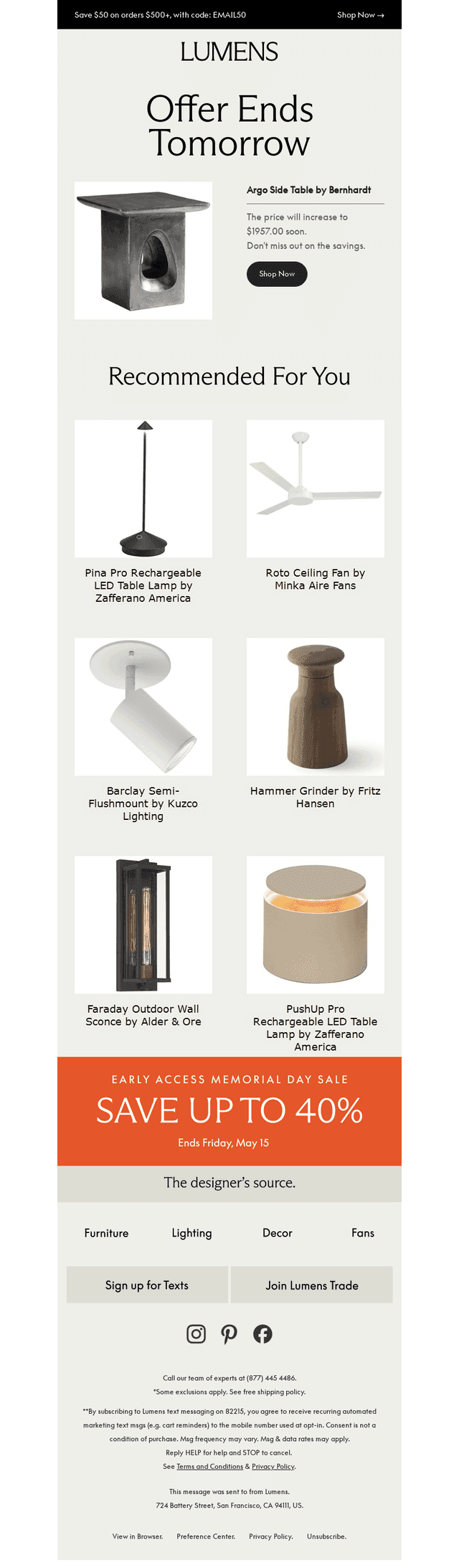 Ends tomorrow: Save on the Argo Side Table by Bernhardt.
