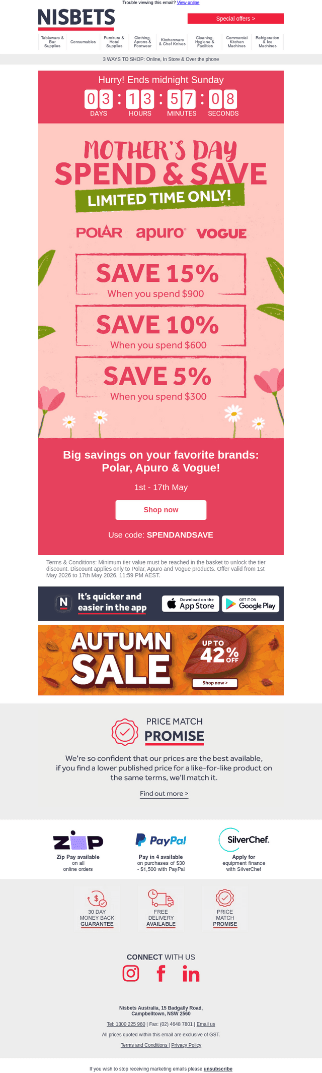 Hurry! Spend & Save ends Sunday
