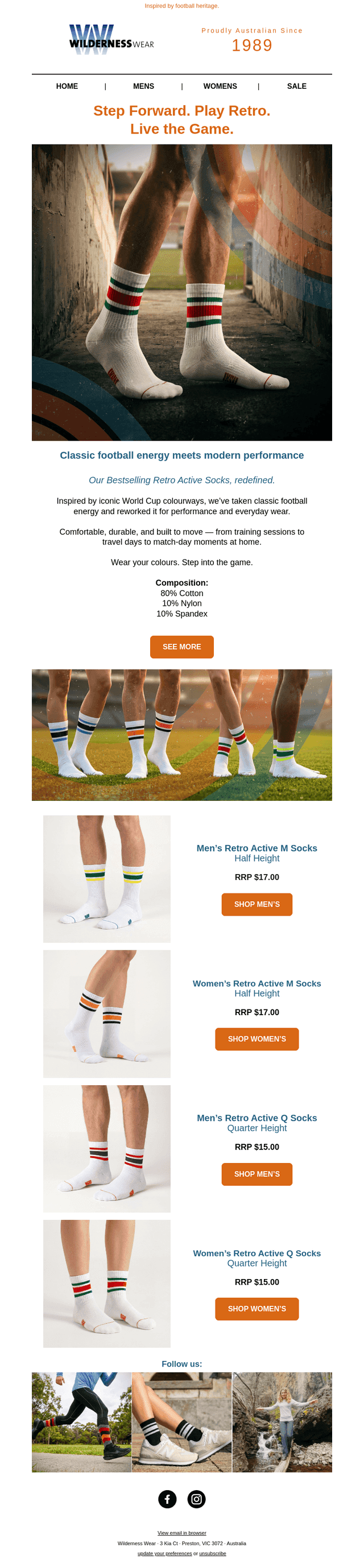 World Cup Colours. Retro Active Performance.