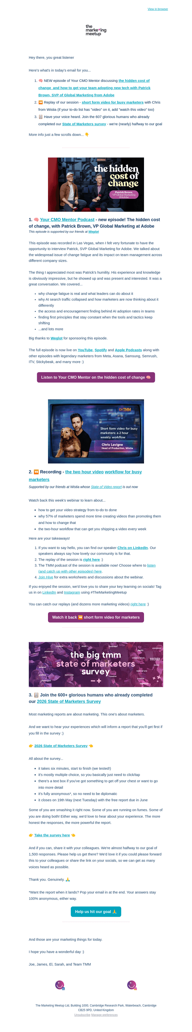 The Marketing Meetup email from Thu, May 14, 2026