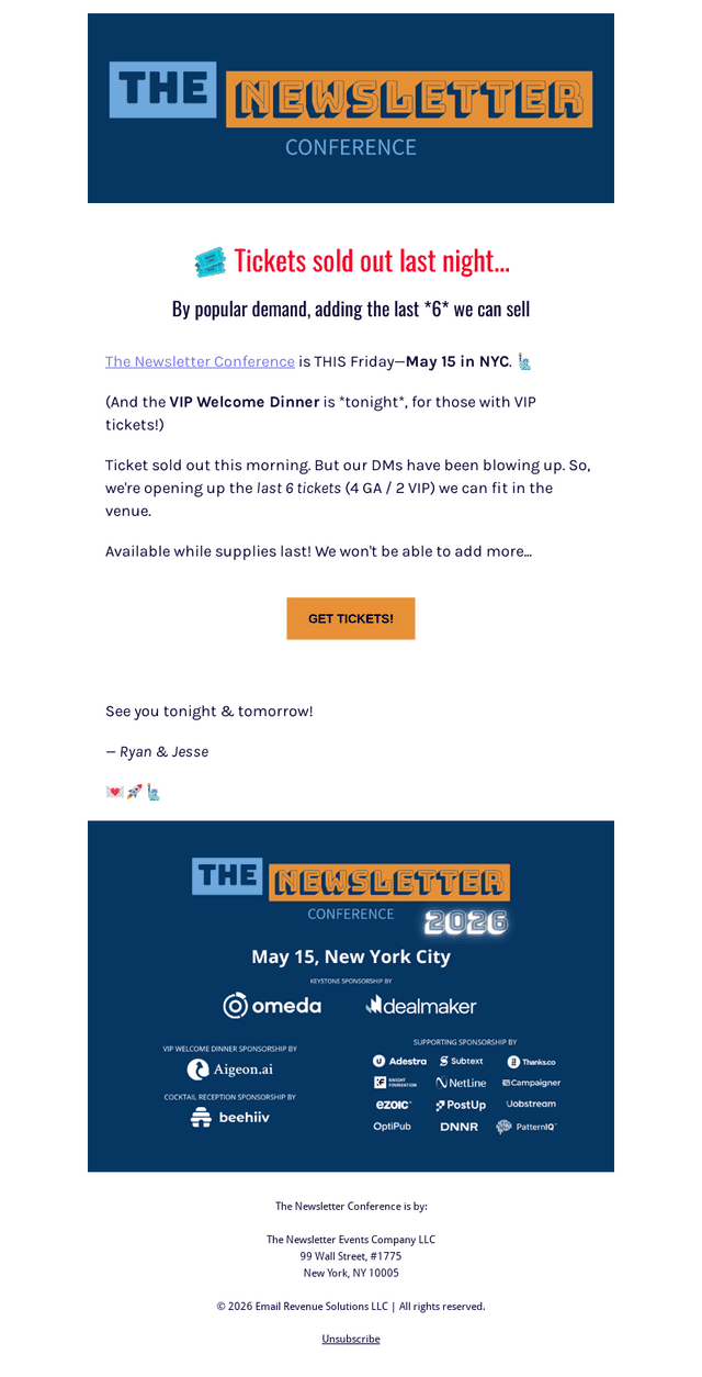 Who Sponsors Stuff email from Thu, May 14, 2026