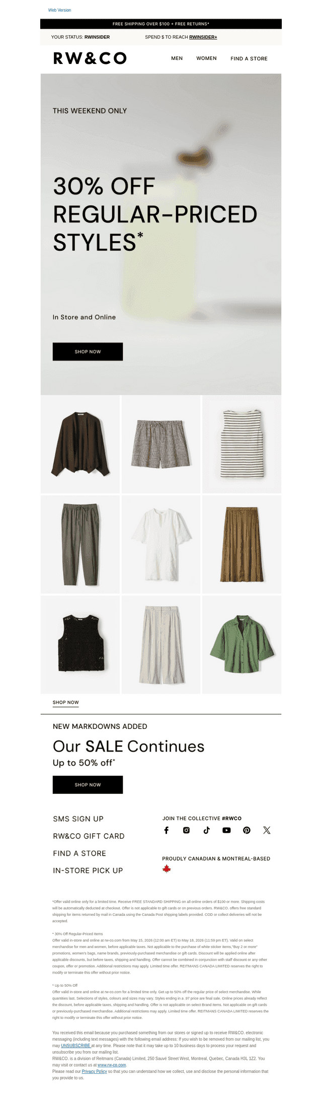 This Weekend Only : 30% Off Regular-Priced Styles