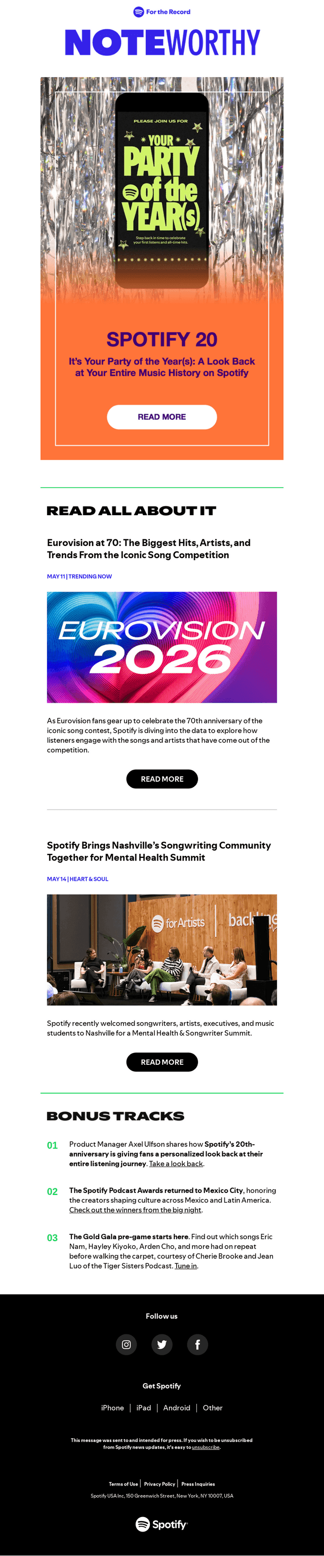Spotify email from Fri, May 15, 2026