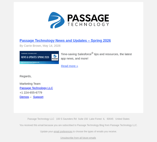 Passage Technology email from Fri, May 15, 2026