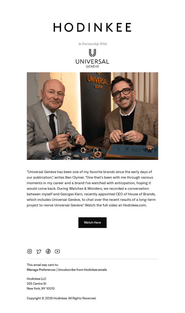 Hodinkee email from Sat, May 16, 2026