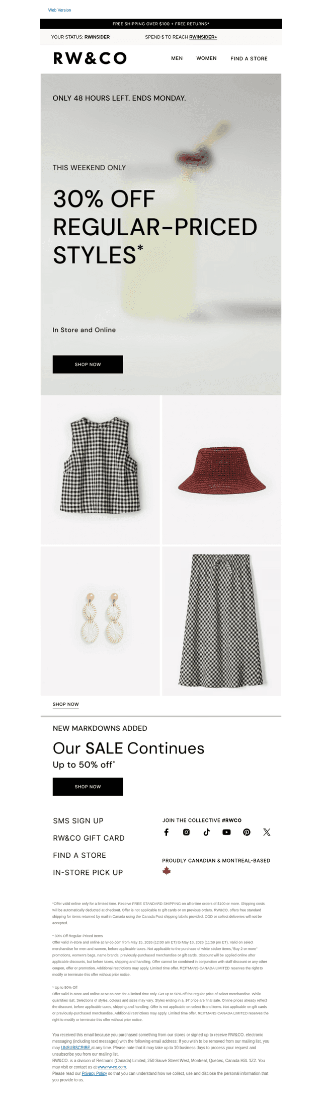 48 Hours Left: 30% Off Regular-Priced Styles