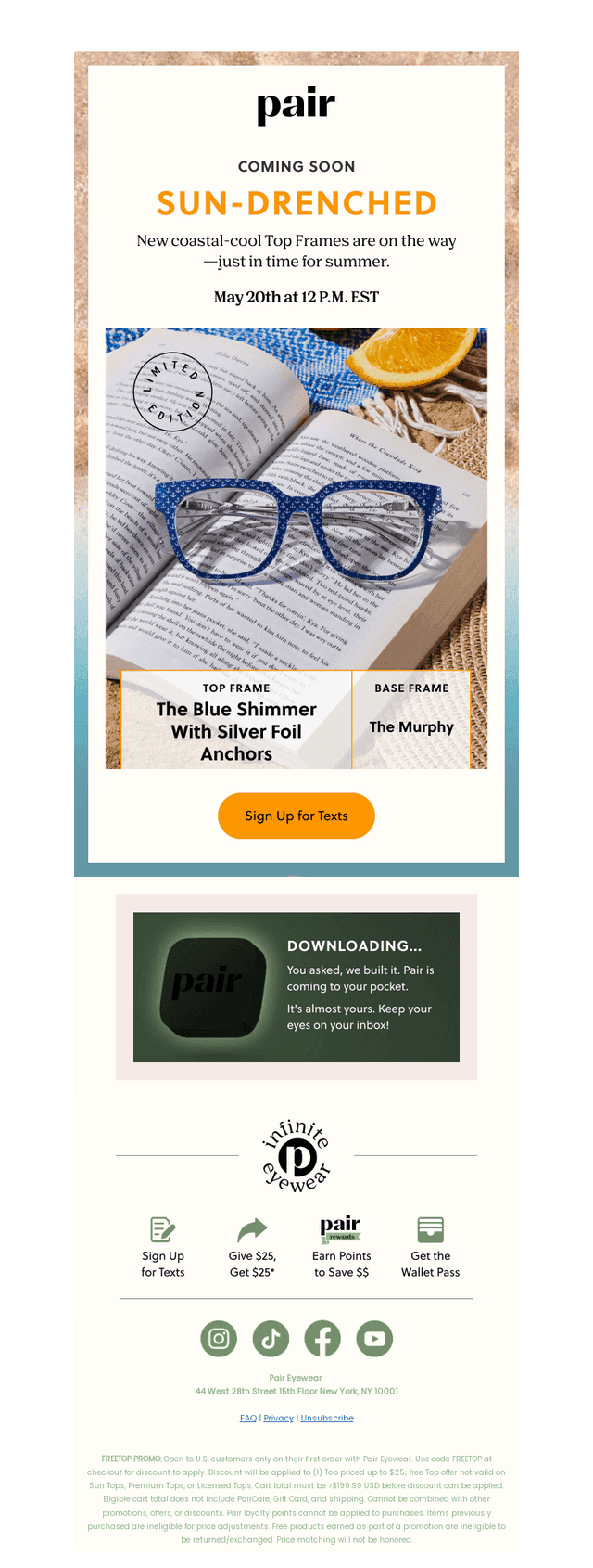 Pair Eyewear email from Sun, May 17, 2026