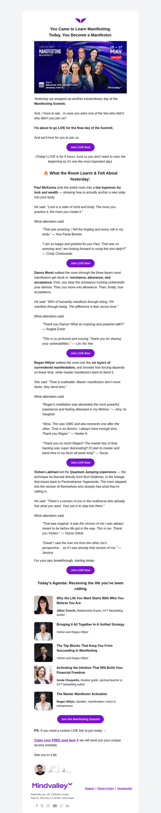 Mindvalley email from Sun, May 17, 2026