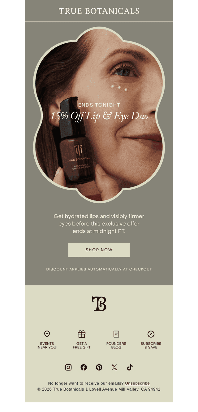 Final reminder: 15% off lip & eye duo