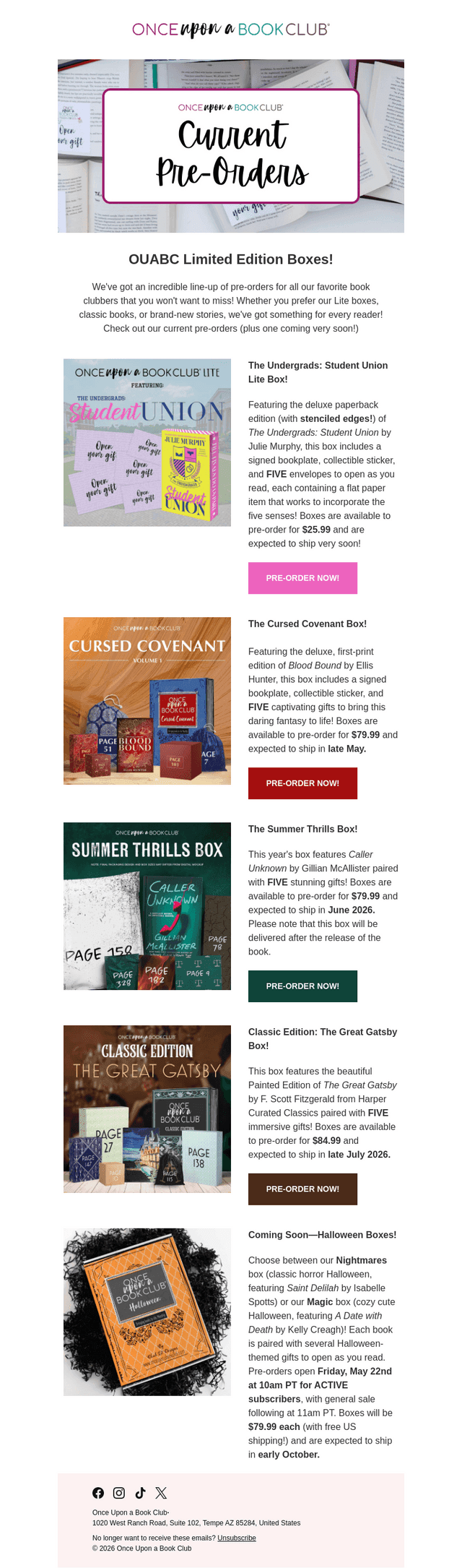 Once Upon A Book Club email from Sun, May 17, 2026