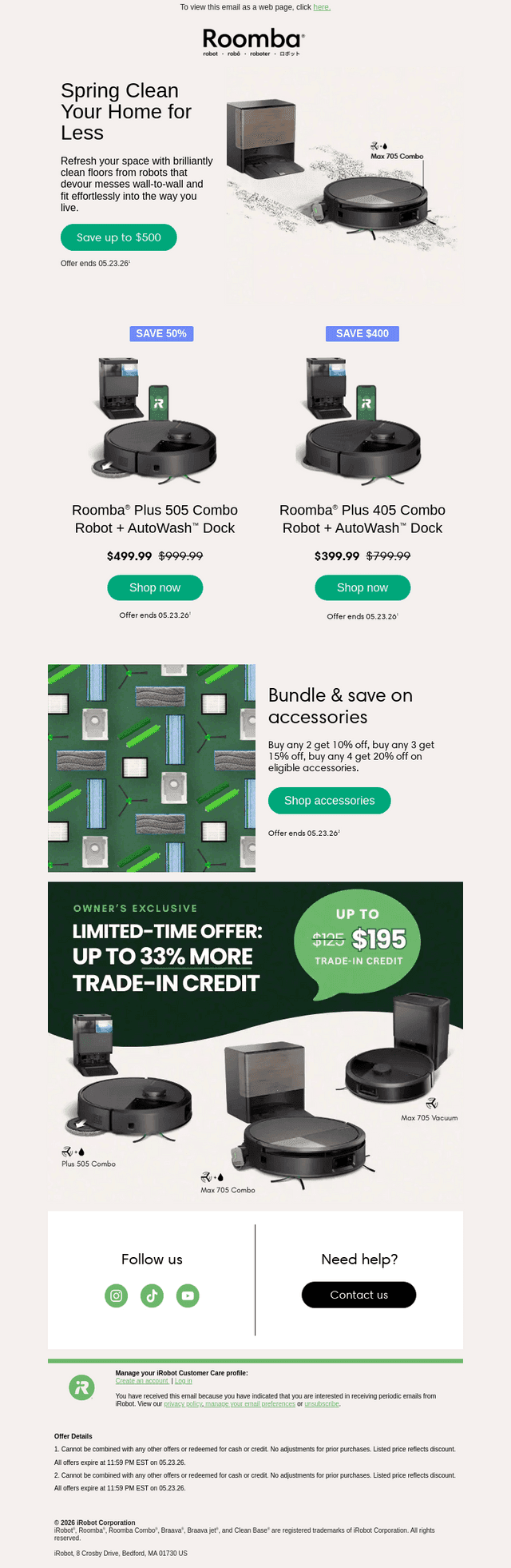 iRobot email from Sun, May 17, 2026