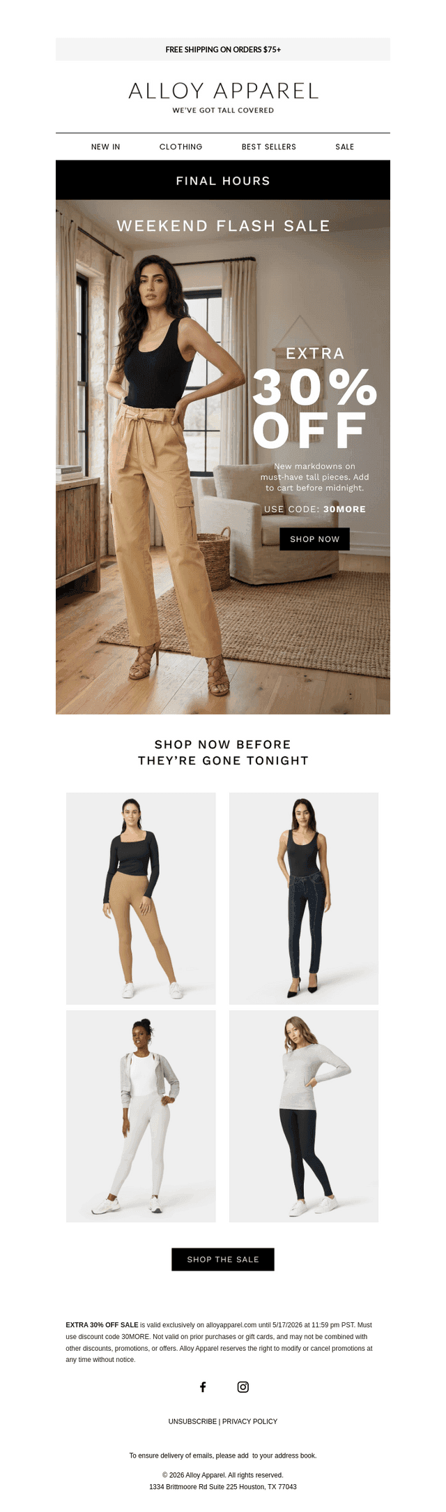 Alloy Apparel email from Sun, May 17, 2026