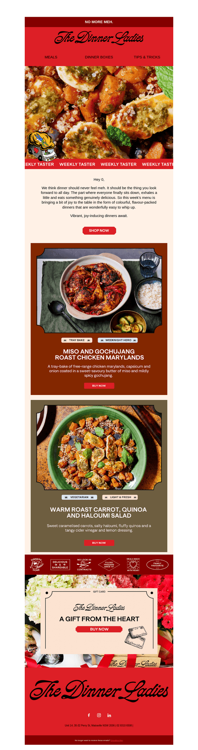 Joy-inducing dinners