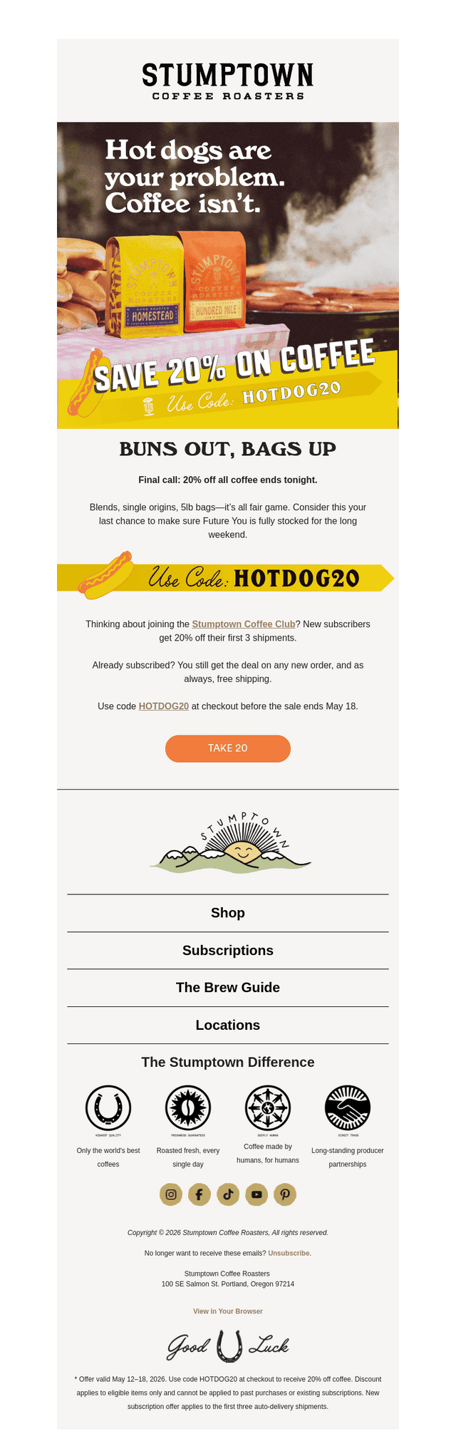 Only hours left for 20% off! ☕⏰