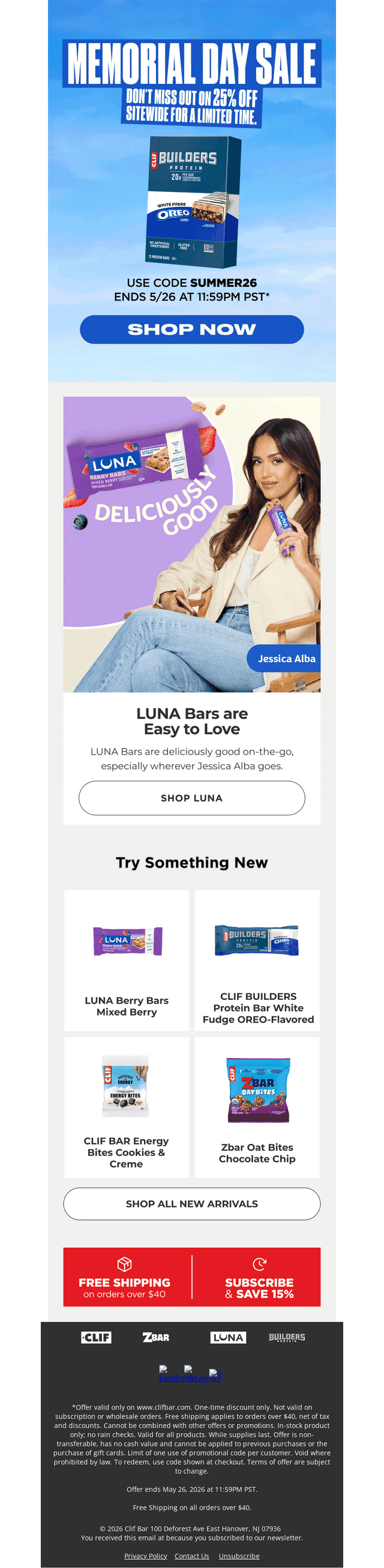 Clif Bar & Co. email from Mon, May 18, 2026