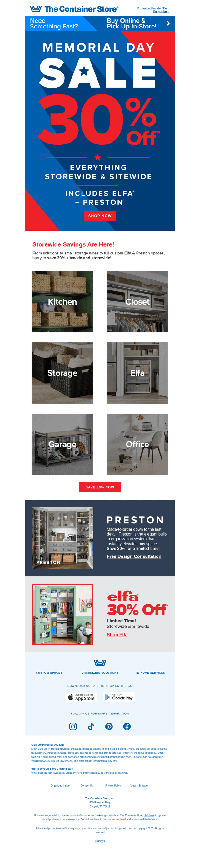 The Container Store email from Mon, May 18, 2026