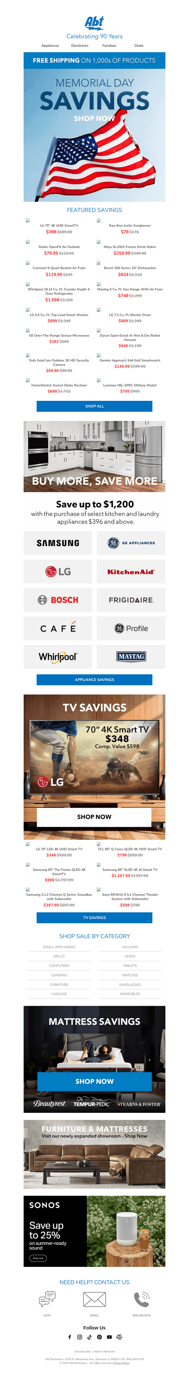 Abt Electronics email from Mon, May 18, 2026