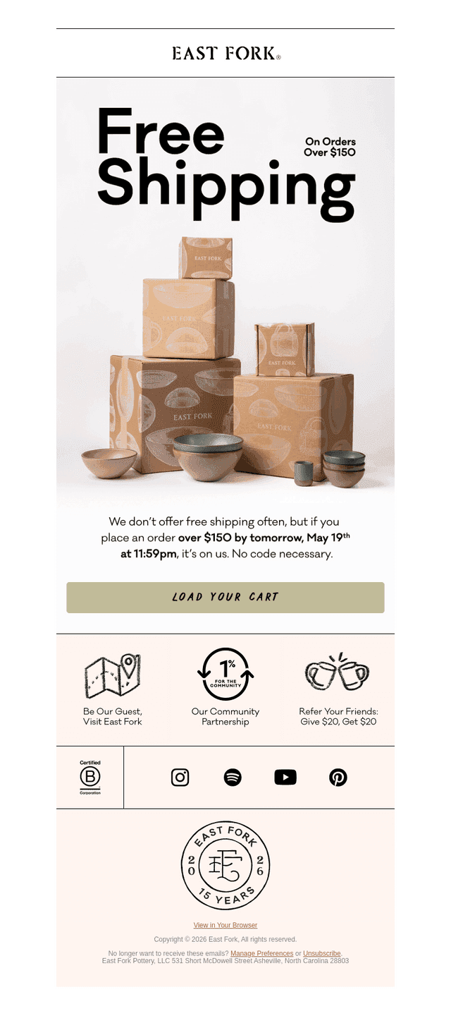 Free shipping ends tomorrow 📦