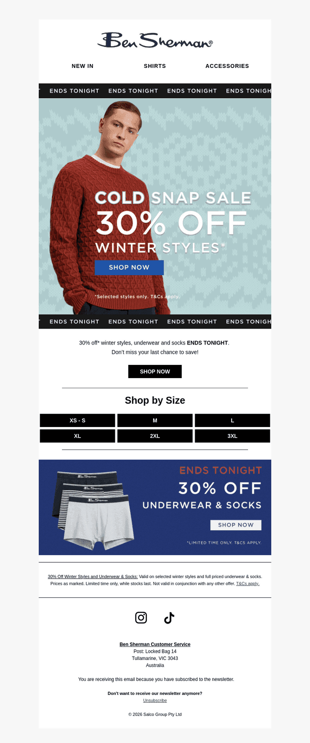ENDS TONIGHT: 30% off winter styles*