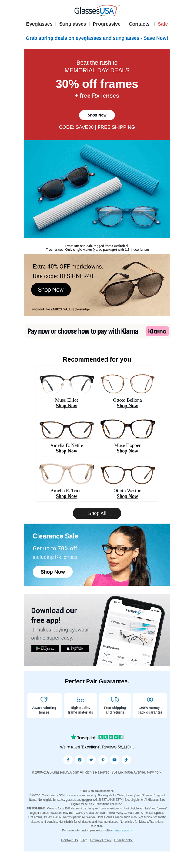Glasses USA email from Tue, May 19, 2026