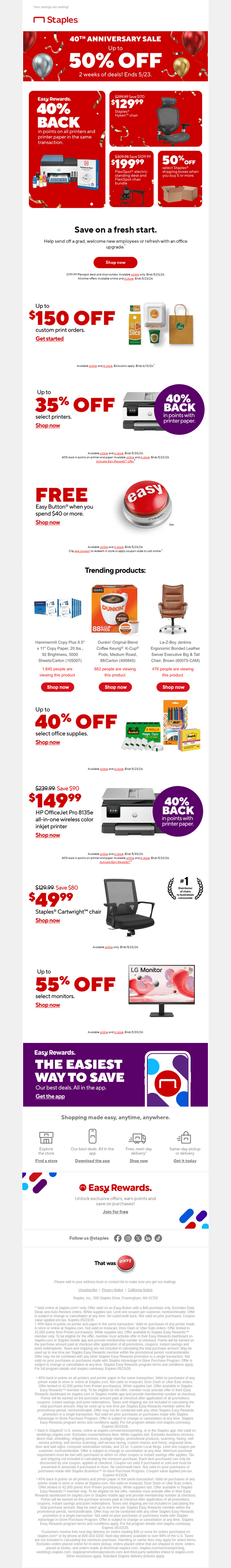 Staples email from Tue, May 19, 2026