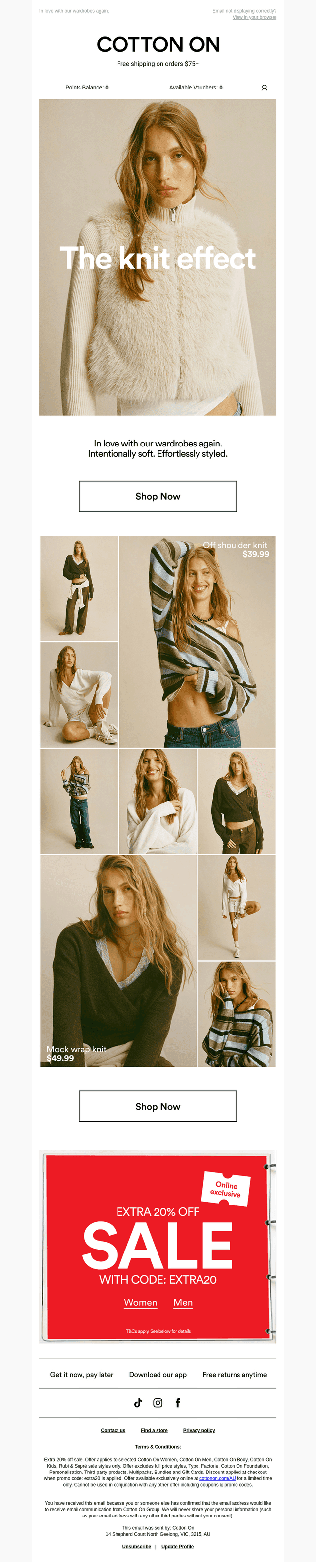 The knit effect. From $49.99