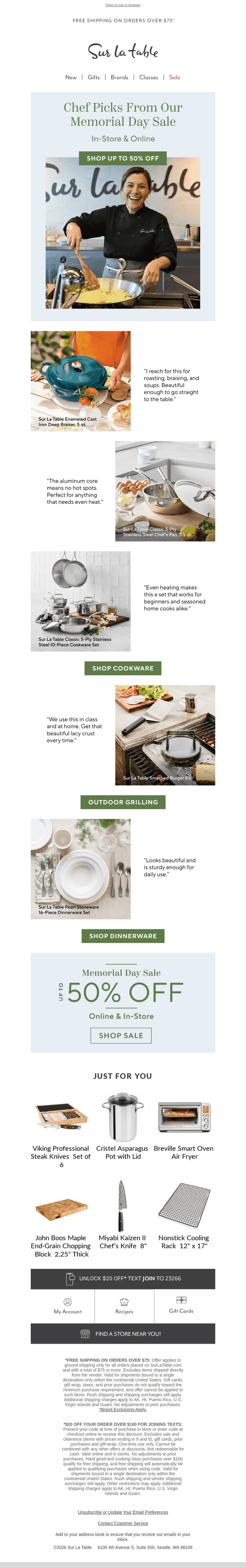 Sur La Table email from Wed, May 20, 2026