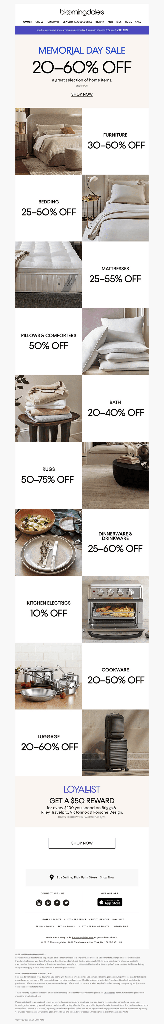 Bloomingdale's email from Wed, May 20, 2026